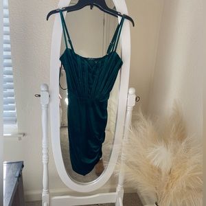 Dark green velvet mini dress